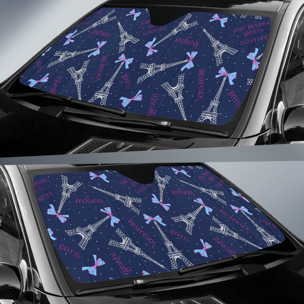 Paris Print Pattern Car Sun Shade-grizzshop