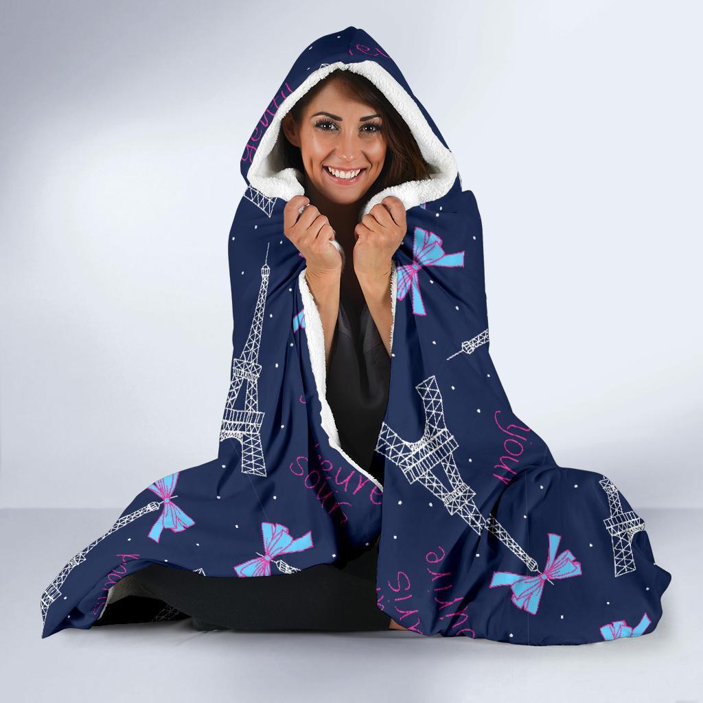 Paris Print Pattern Hooded Blanket-grizzshop