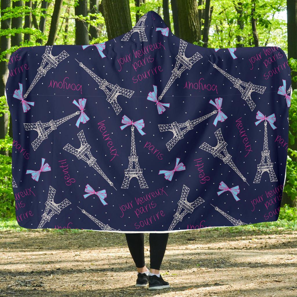 Paris Print Pattern Hooded Blanket-grizzshop