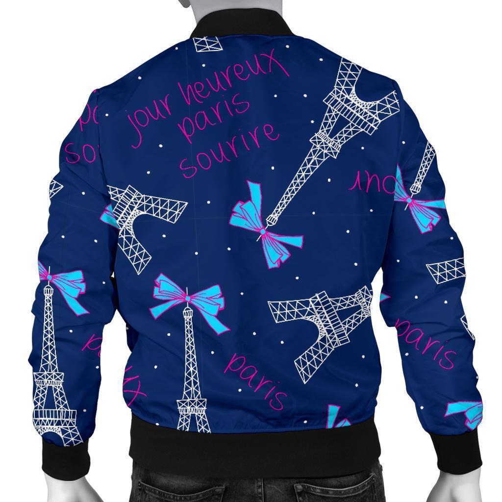 Paris Print Pattern Men's Bomber Jacket-grizzshop