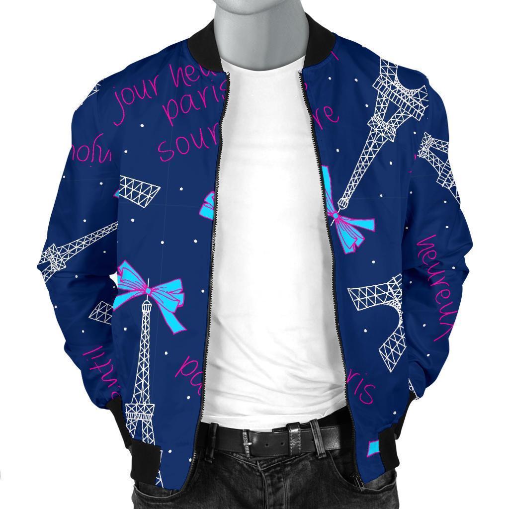 Paris Print Pattern Men's Bomber Jacket-grizzshop