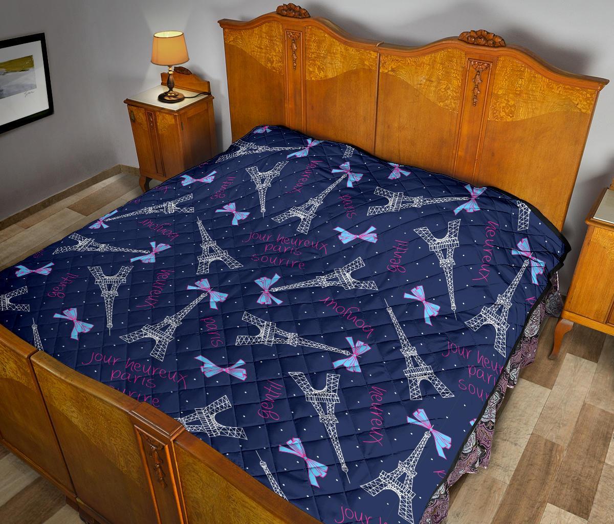 Paris Print Pattern Quilt-grizzshop