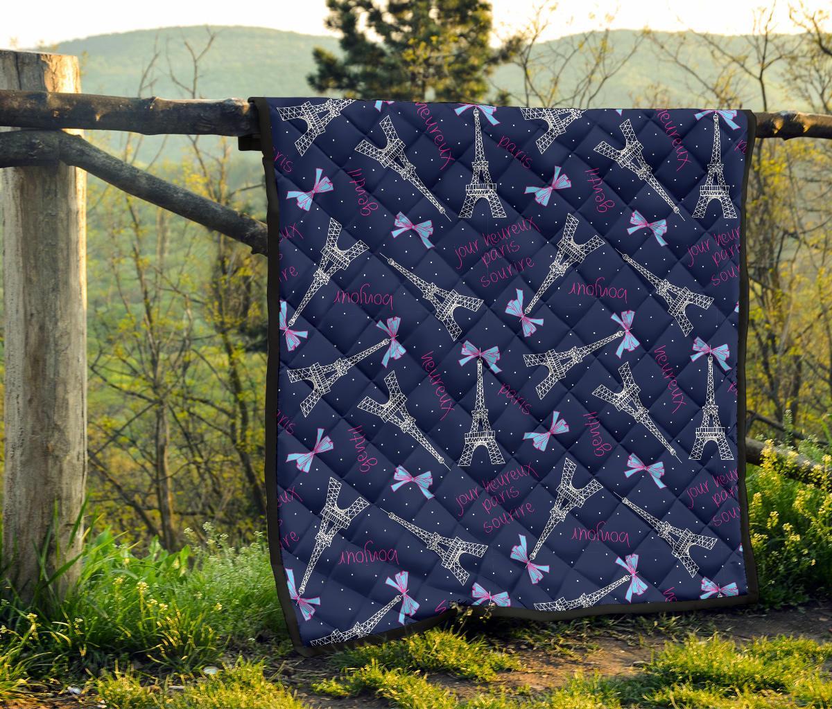 Paris Print Pattern Quilt-grizzshop