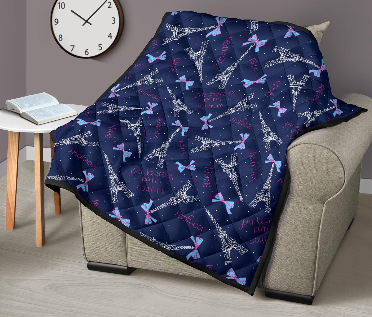 Paris Print Pattern Quilt-grizzshop