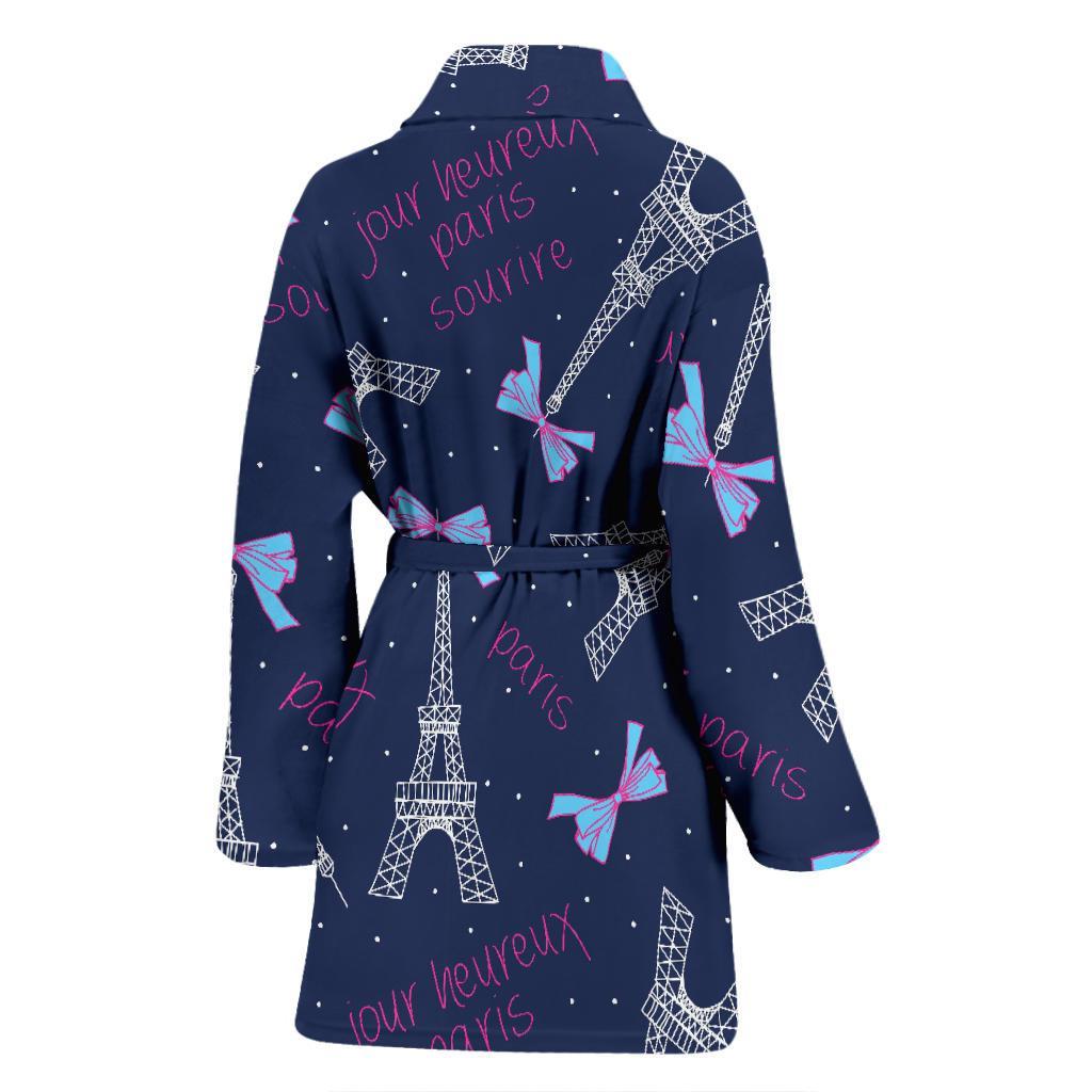 Paris Print Pattern Women Long Robe-grizzshop