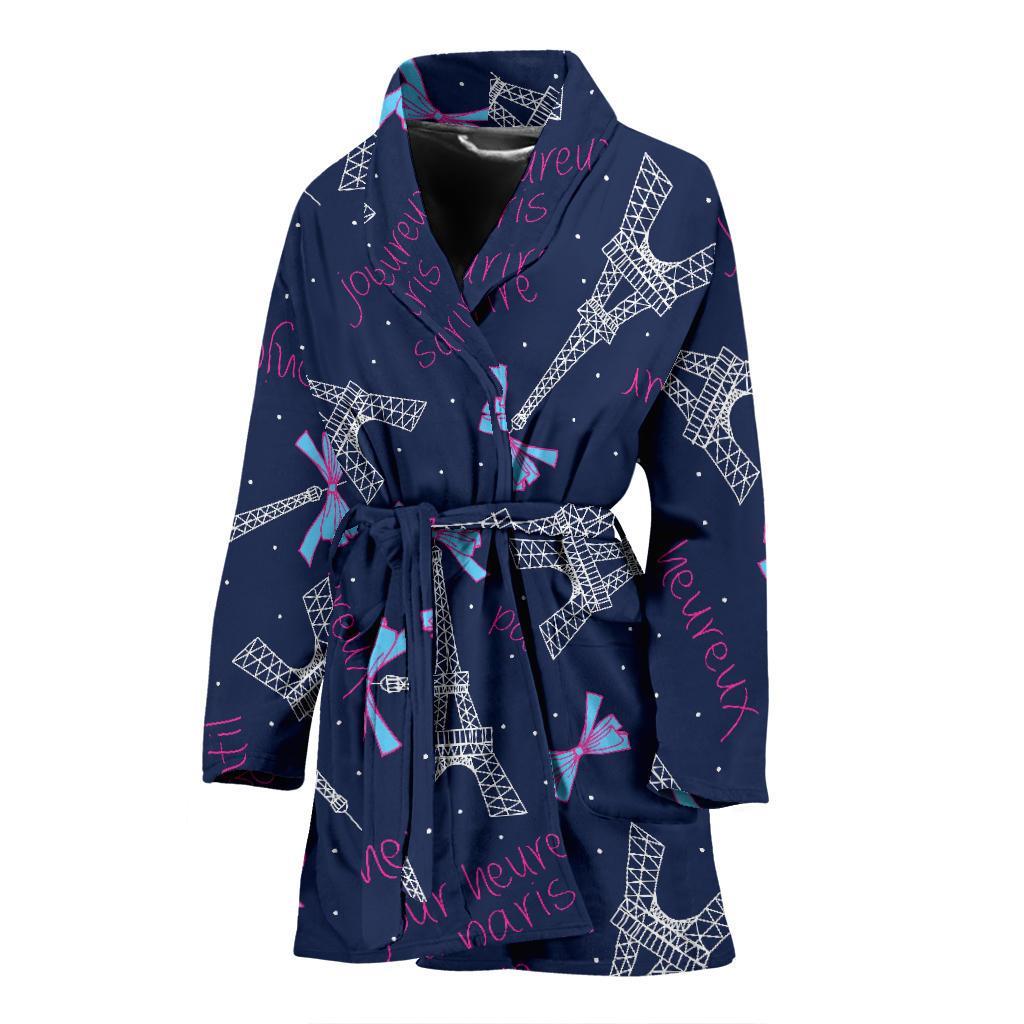 Paris Print Pattern Women Long Robe-grizzshop