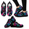 Parrot Bird Floral Pattern Print Black Sneaker Shoes For Men Women-grizzshop