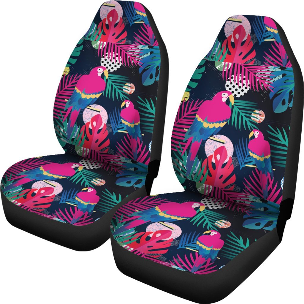 Parrot Bird Floral Pattern Print Universal Fit Car Seat Cover-grizzshop