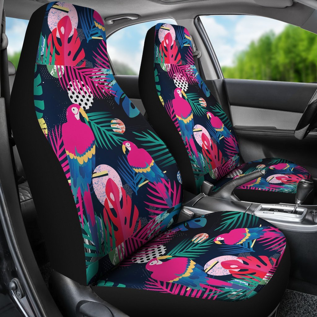 Parrot Bird Floral Pattern Print Universal Fit Car Seat Cover-grizzshop