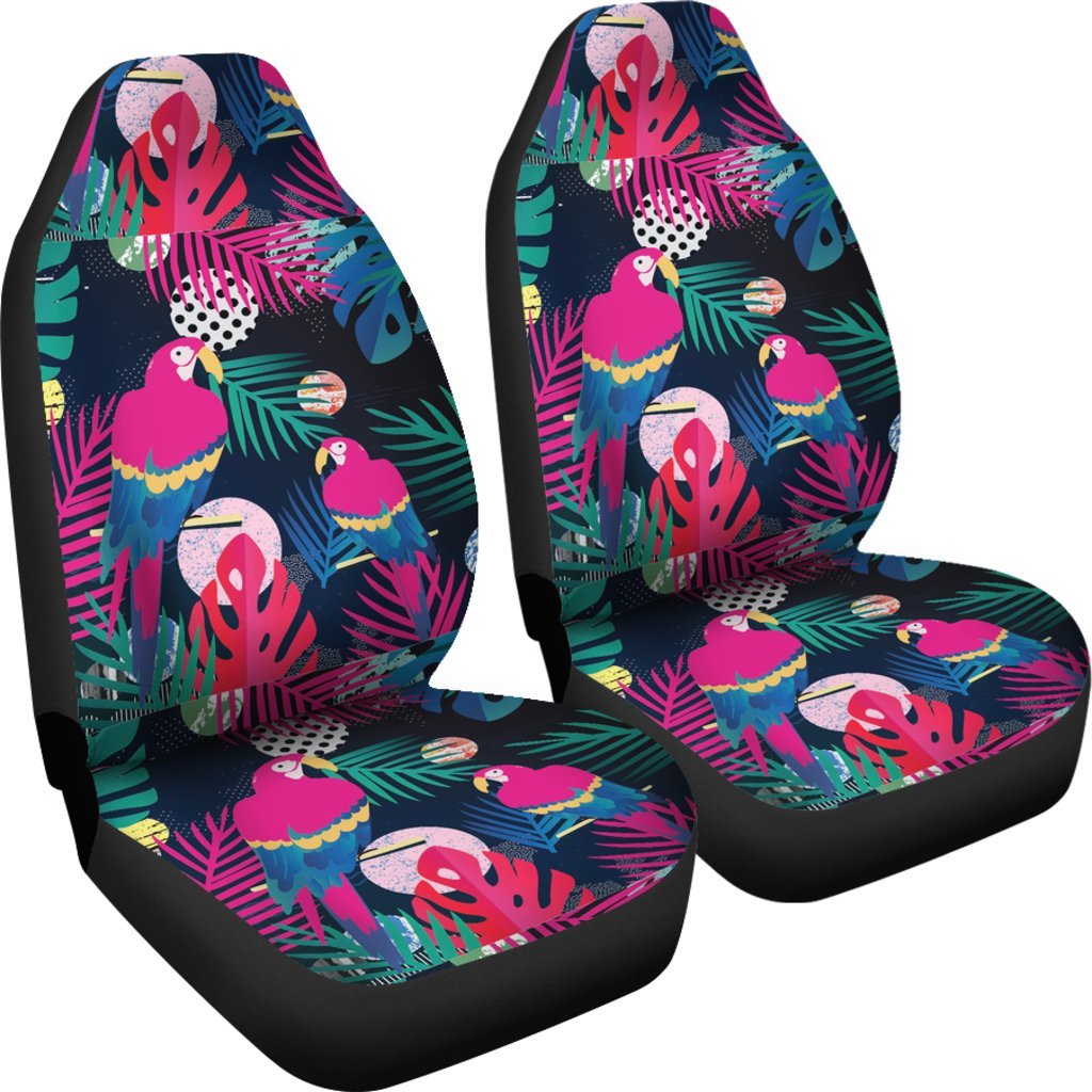 Parrot Bird Floral Pattern Print Universal Fit Car Seat Cover-grizzshop