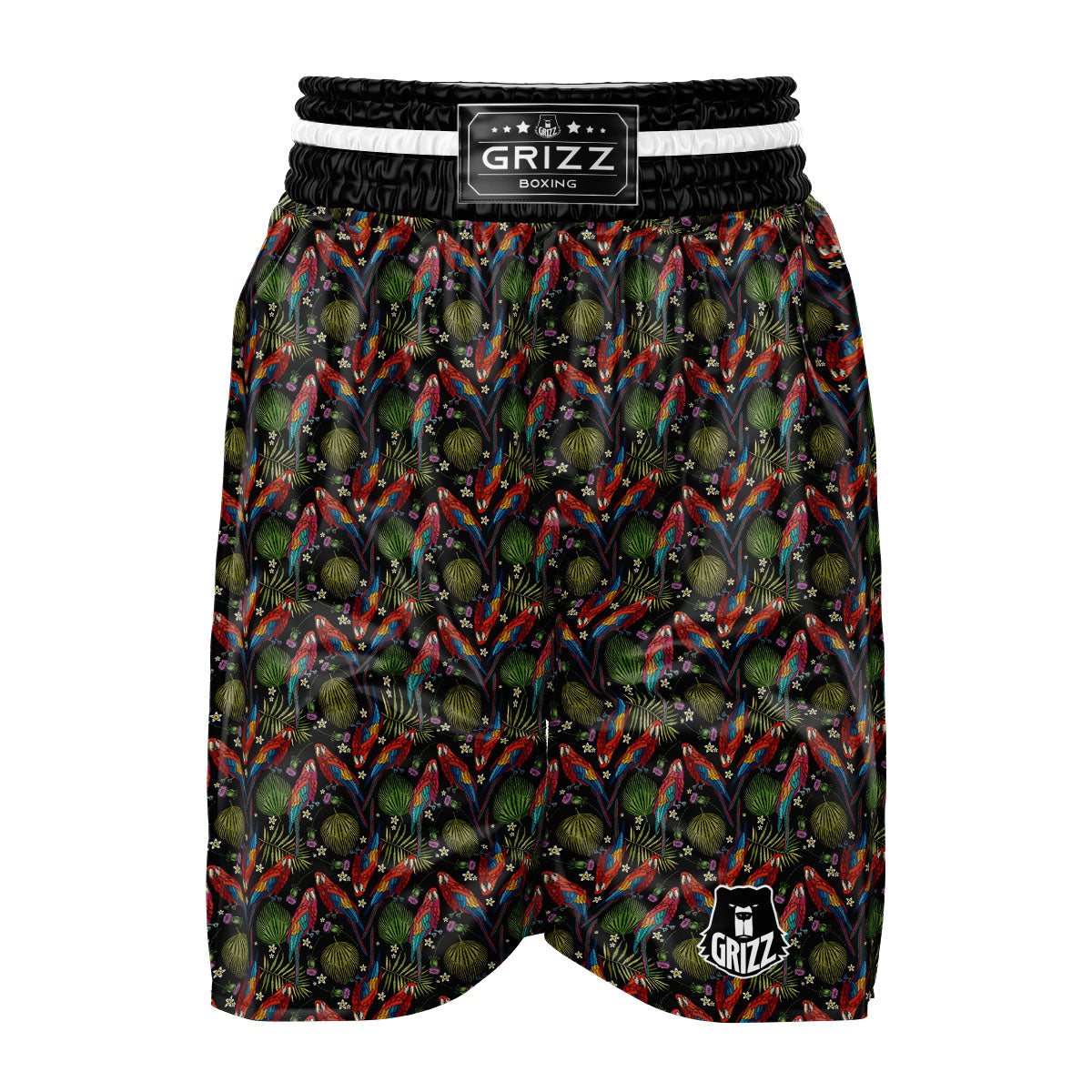 Parrot Embroidery Print Pattern Boxing Shorts-grizzshop