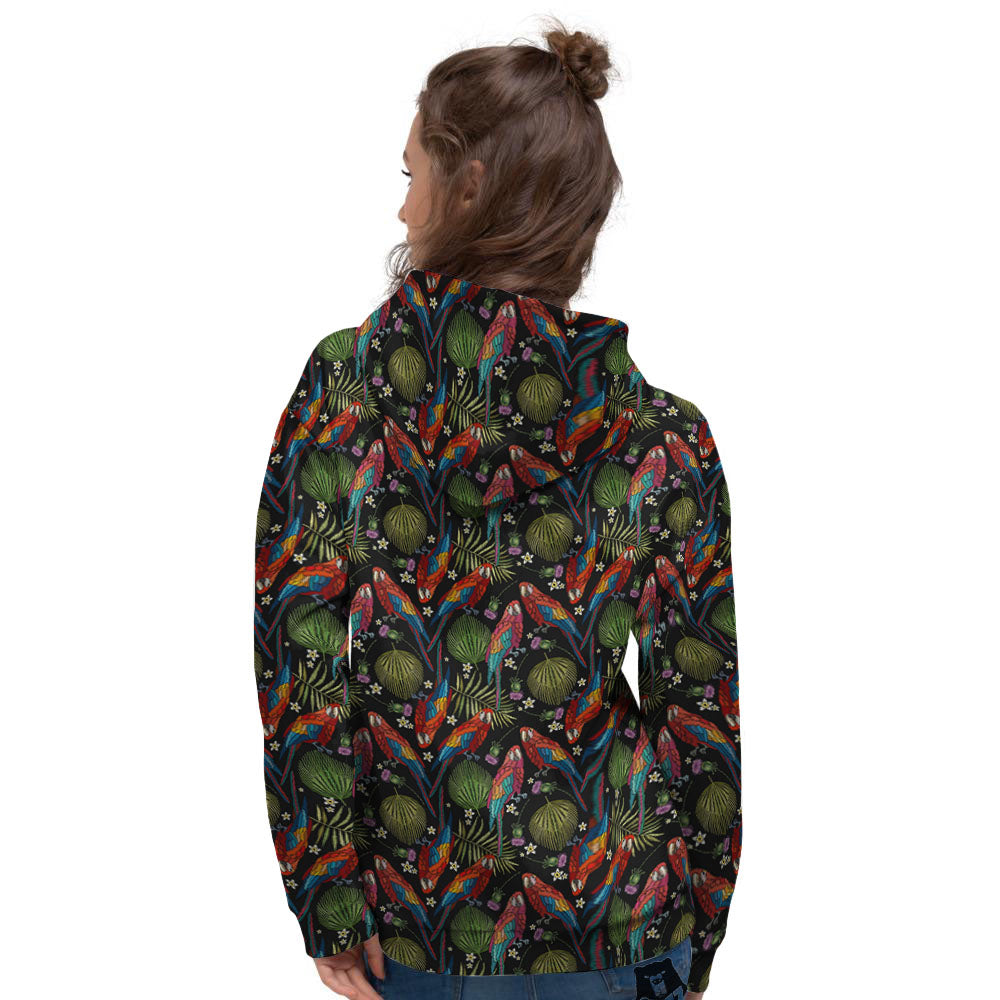 Parrot Embroidery Print Pattern Women's Hoodie-grizzshop