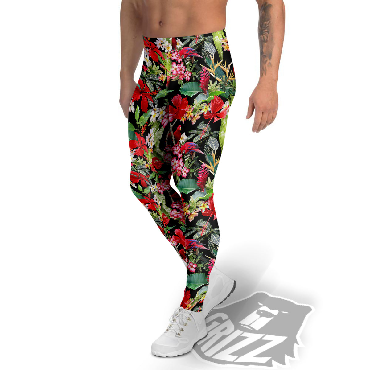 Parrot Hawaiian Tropical Print Pattern Men's Leggings-grizzshop