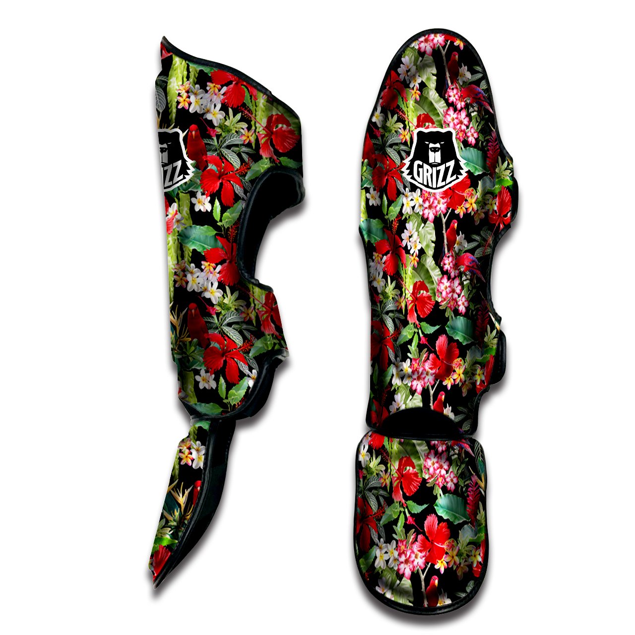 Parrot Hawaiian Tropical Print Pattern Muay Thai Shin Guards-grizzshop