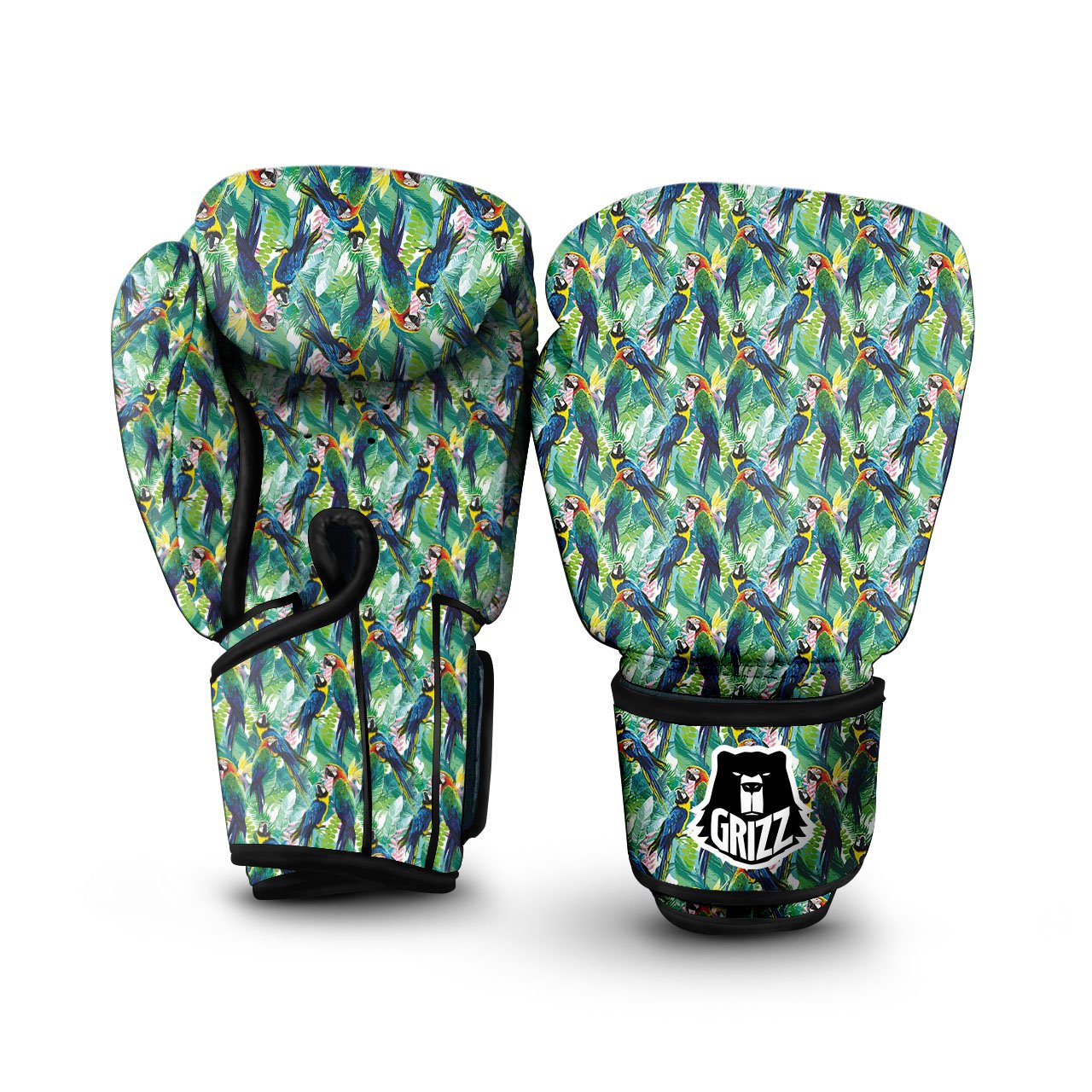 Parrot Macaw Print Pattern Boxing Gloves-grizzshop