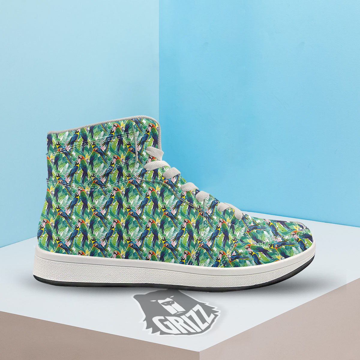 Parrot Macaw Print Pattern High Top Sneakers-grizzshop