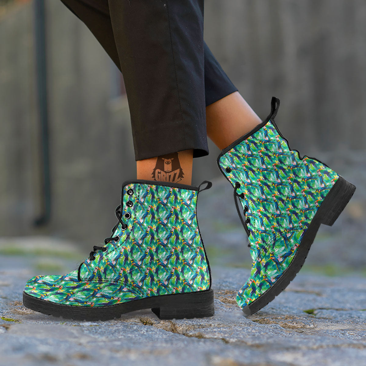 Parrot Macaw Print Pattern Leather Boots-grizzshop