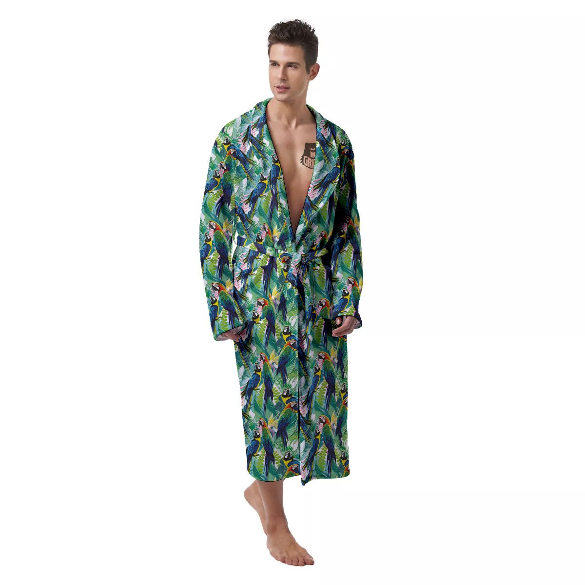 Parrot Macaw Print Pattern Men's Robe-grizzshop