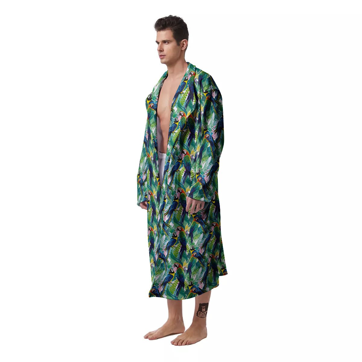 Parrot Macaw Print Pattern Men's Robe-grizzshop