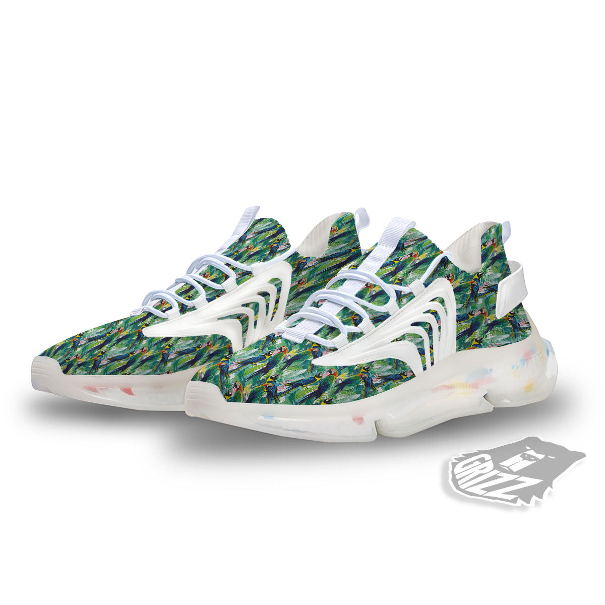 Parrot Macaw Print Pattern White Gym Shoes-grizzshop