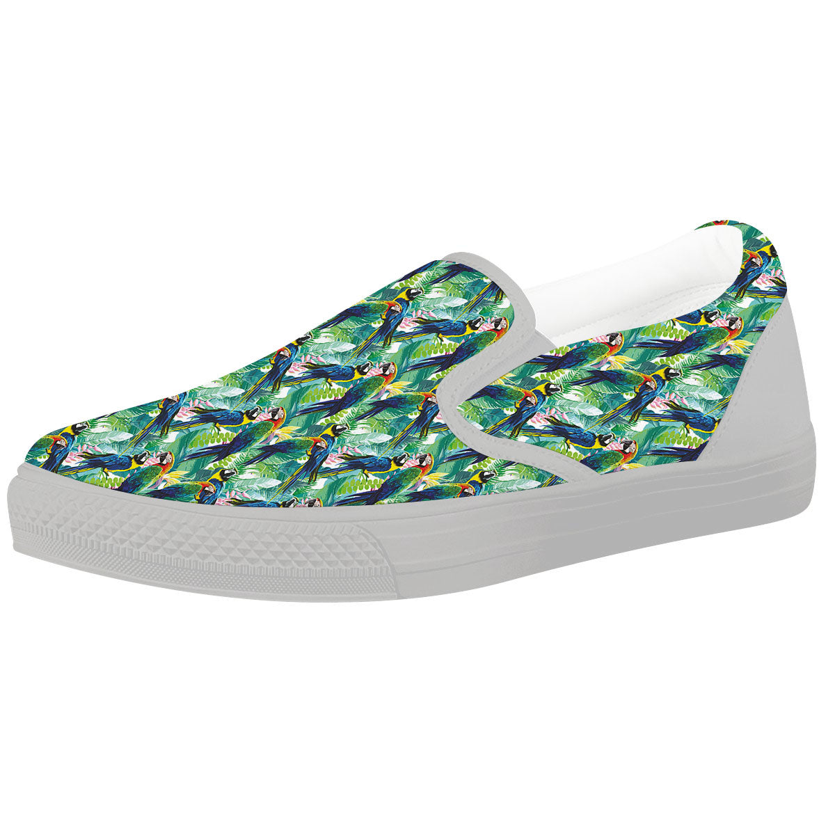 Parrot Macaw Print Pattern White Slip On Shoes-grizzshop