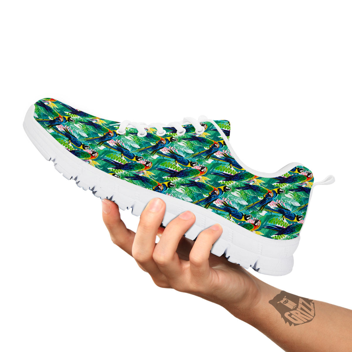 Parrot Macaw Print Pattern White Sneaker-grizzshop