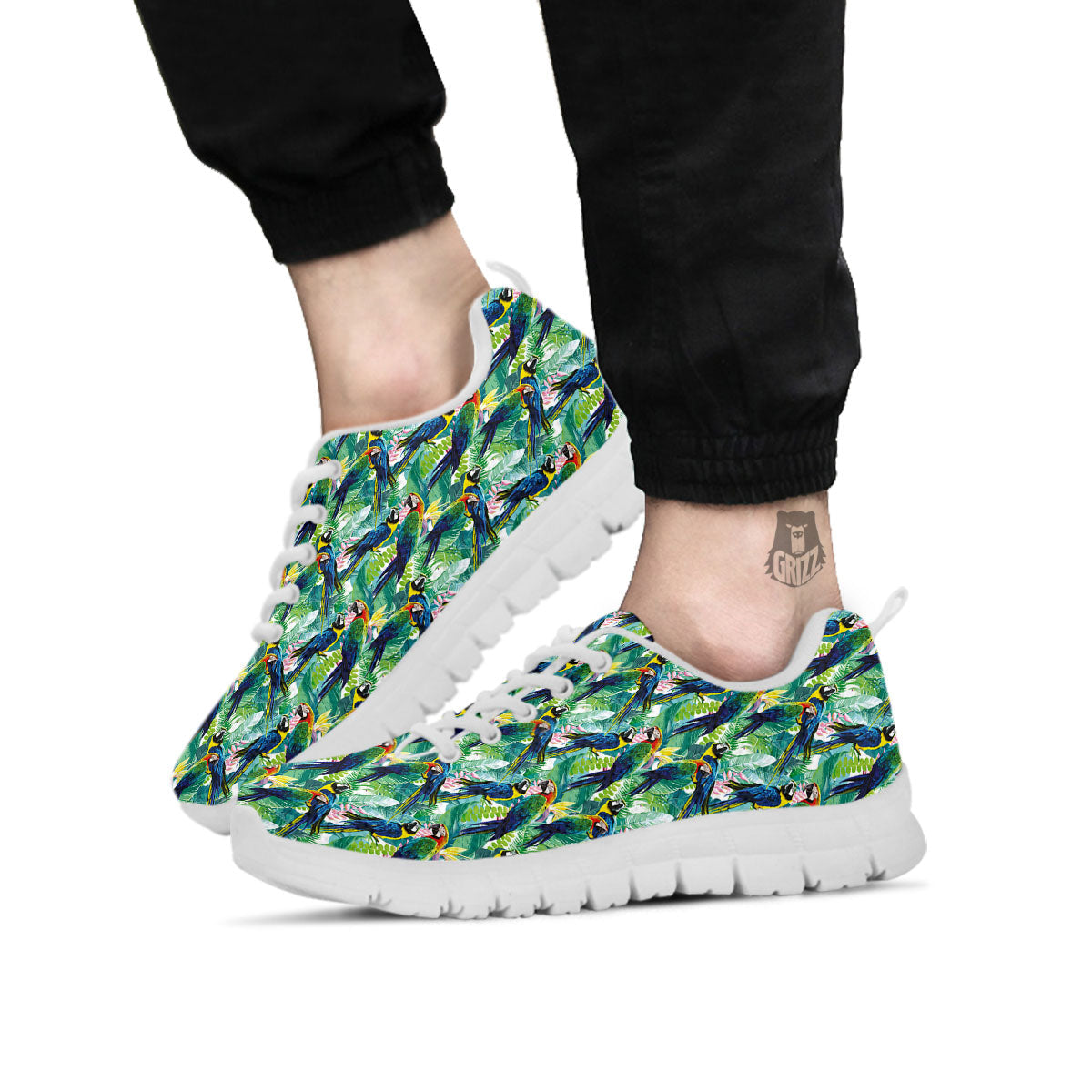 Parrot Macaw Print Pattern White Sneaker-grizzshop