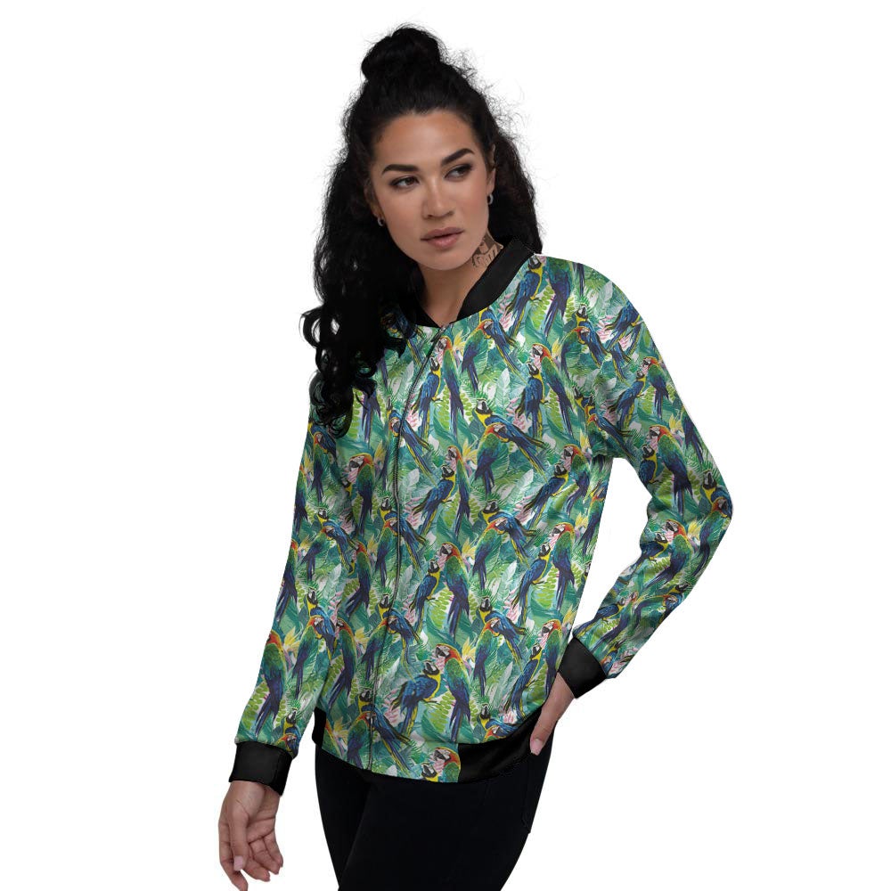 Parrot Macaw Print Pattern Women's Bomber Jacket-grizzshop