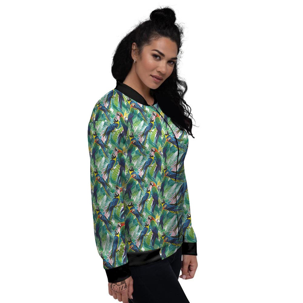 Parrot Macaw Print Pattern Women's Bomber Jacket-grizzshop