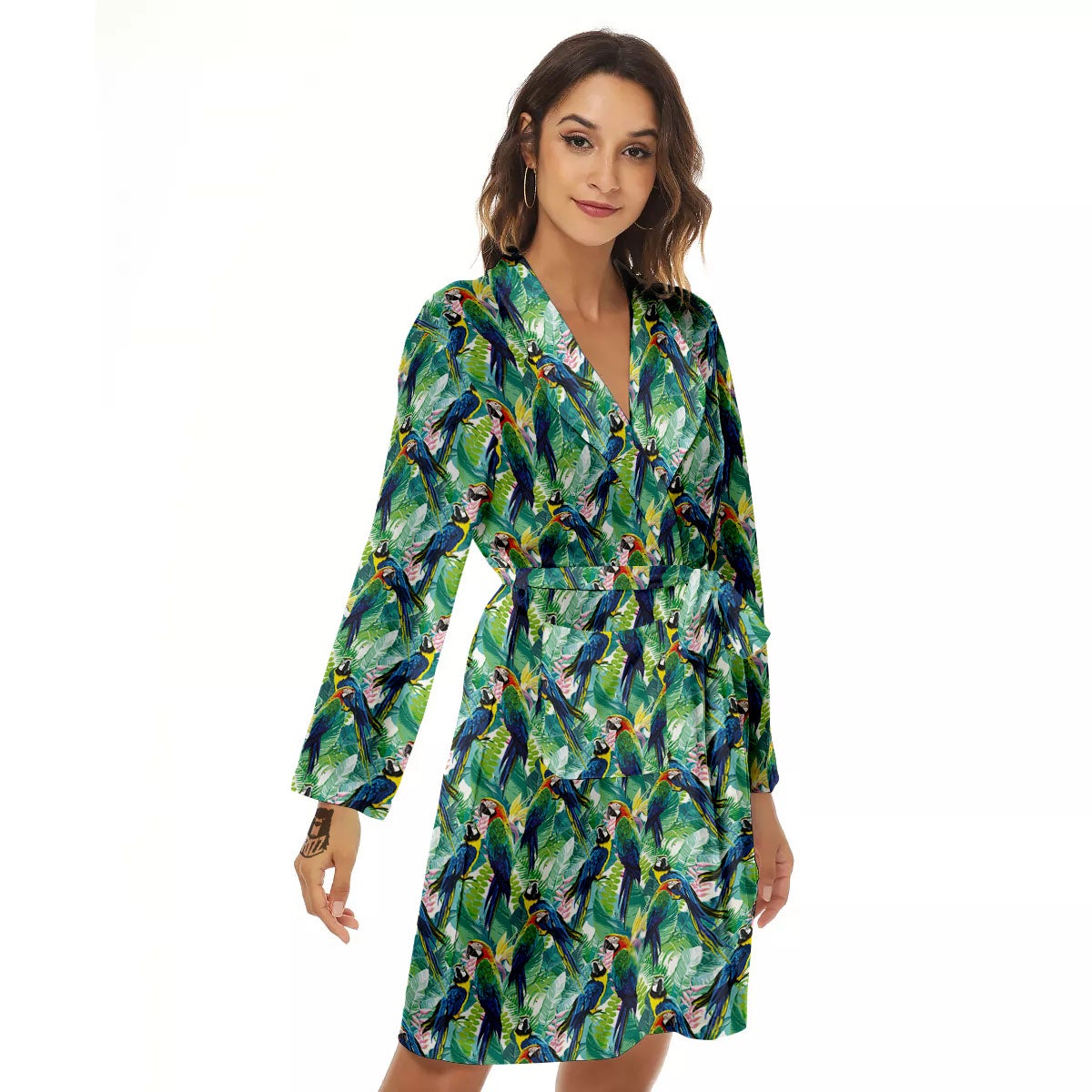 Parrot Macaw Print Pattern Women's Robe-grizzshop