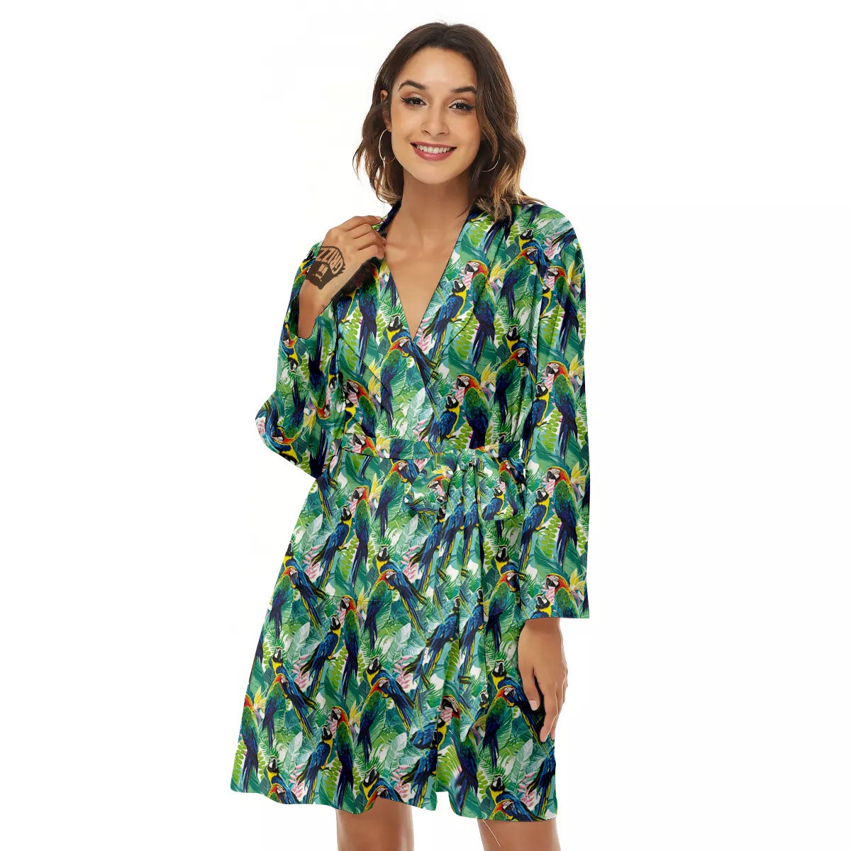Parrot Macaw Print Pattern Women's Robe-grizzshop
