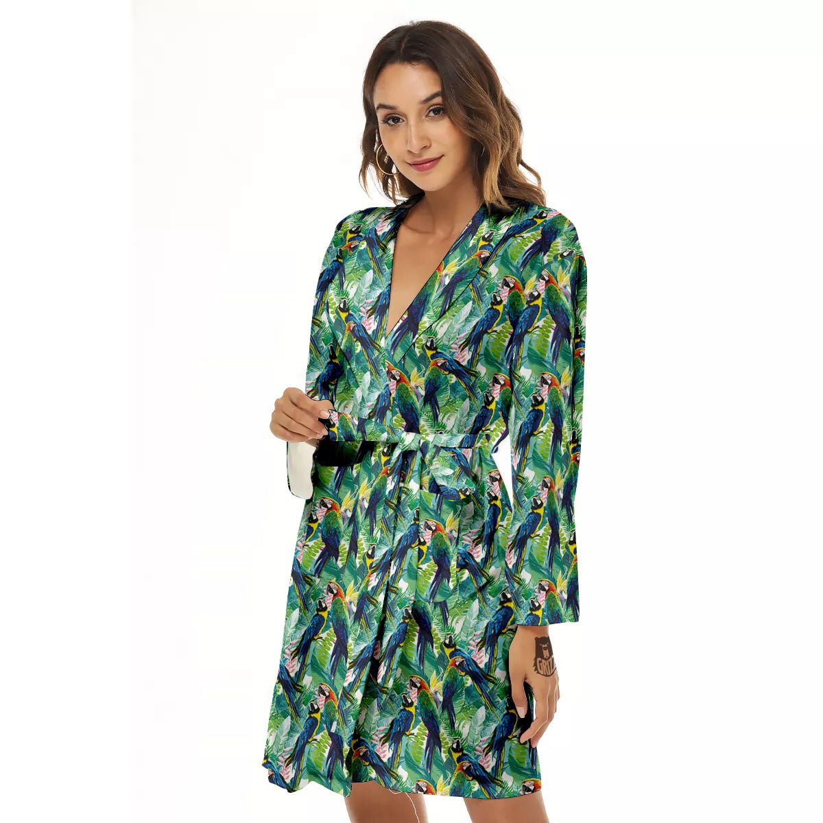 Parrot Macaw Print Pattern Women's Robe-grizzshop