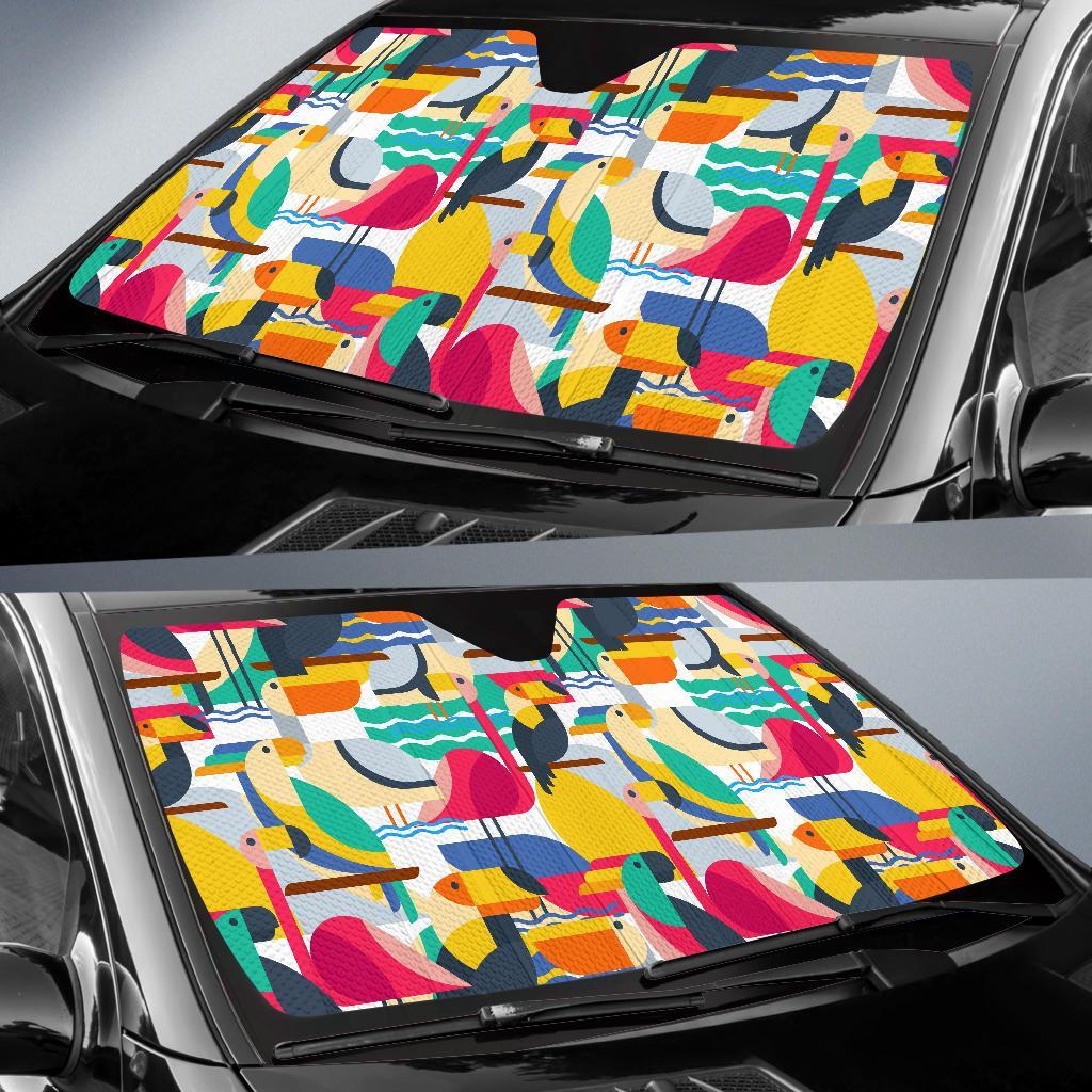 Parrot Pattern Print Car Sun Shade-grizzshop