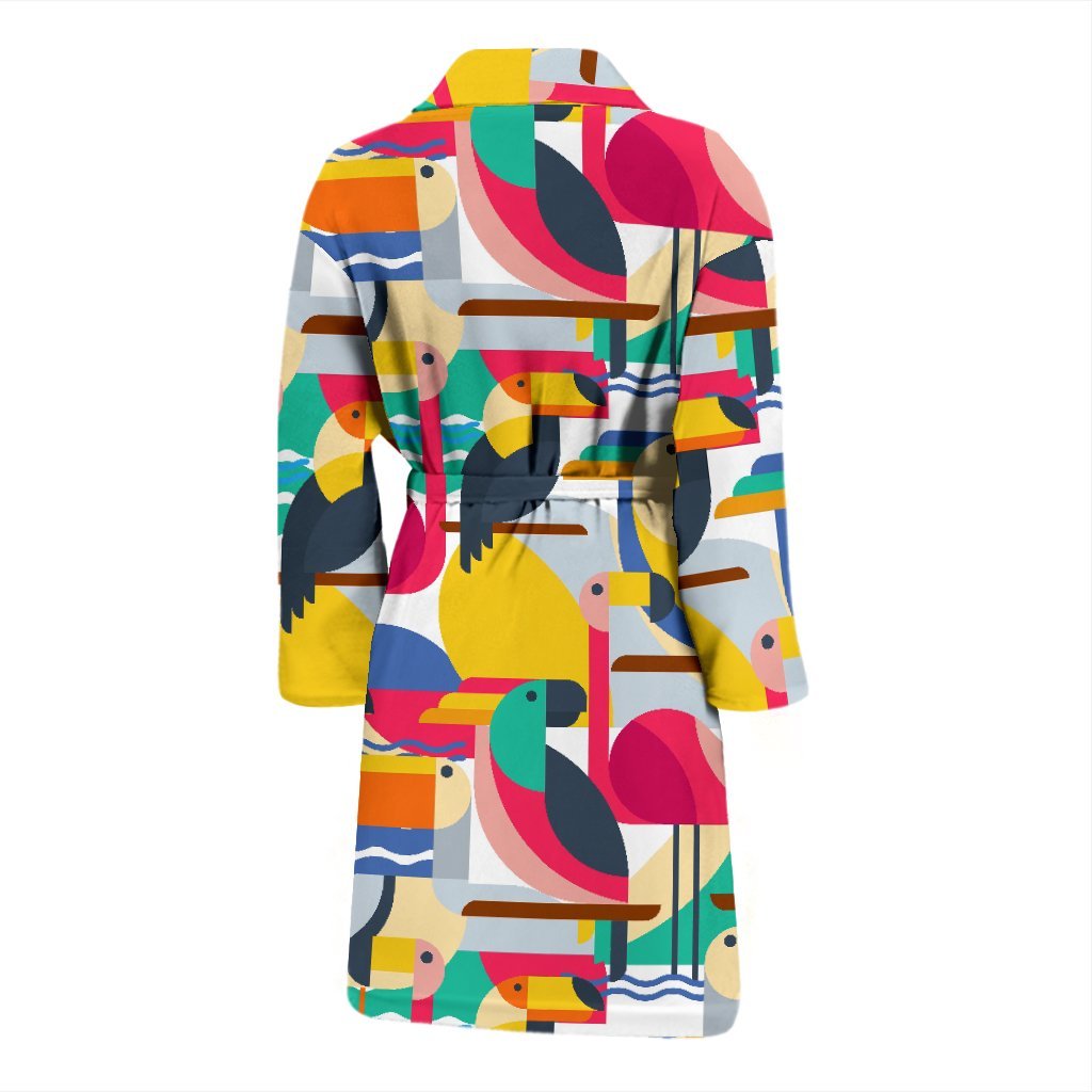 Parrot Pattern Print Men Long Robe-grizzshop