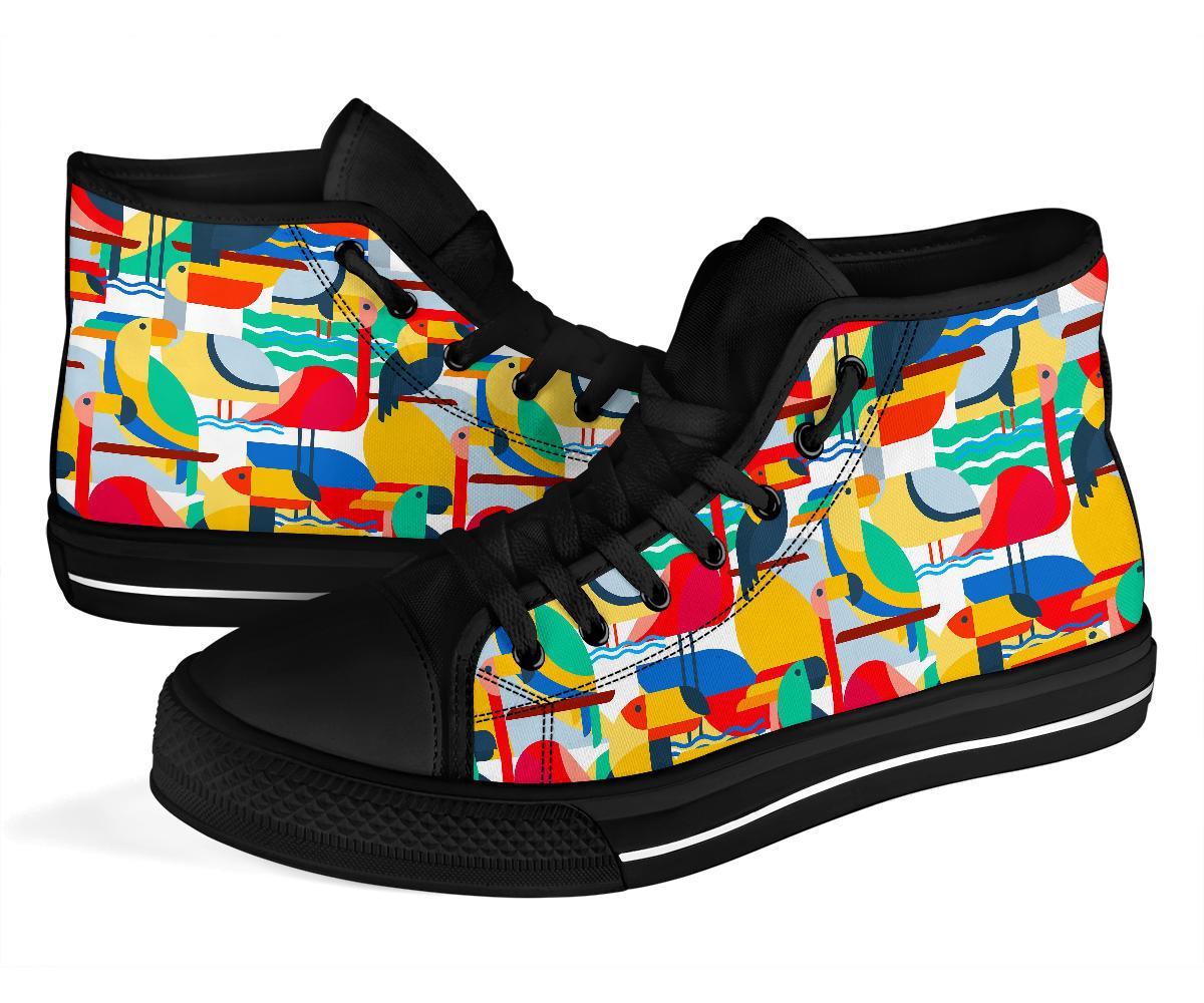 Parrot Pattern Print Men Women's High Top Shoes-grizzshop