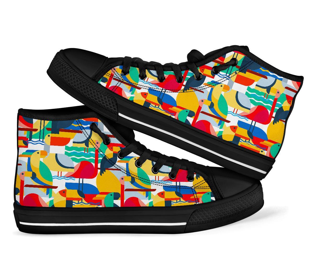 Parrot Pattern Print Men Women's High Top Shoes-grizzshop