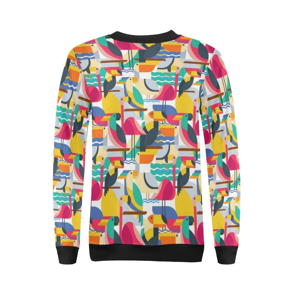 Parrot Pattern Print Women Crewneck Sweatshirt-grizzshop