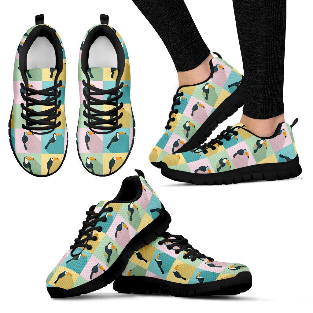 Parrot Print Pattern Black Sneaker Shoes For Men Women-grizzshop