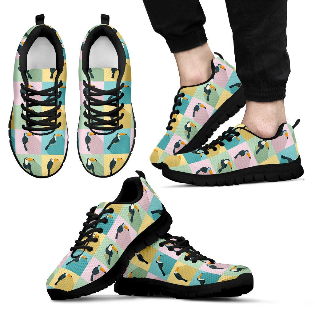 Parrot Print Pattern Black Sneaker Shoes For Men Women-grizzshop