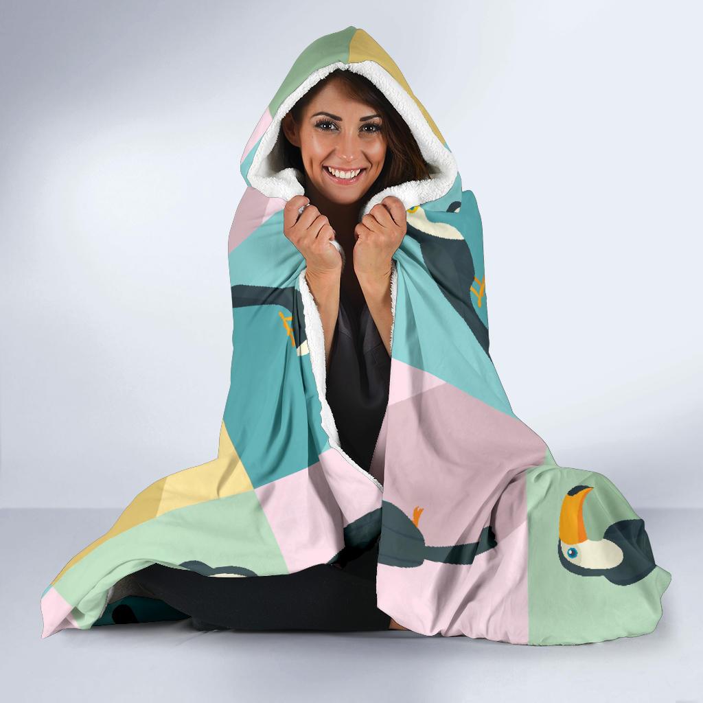 Parrot Print Pattern Hooded Blanket-grizzshop