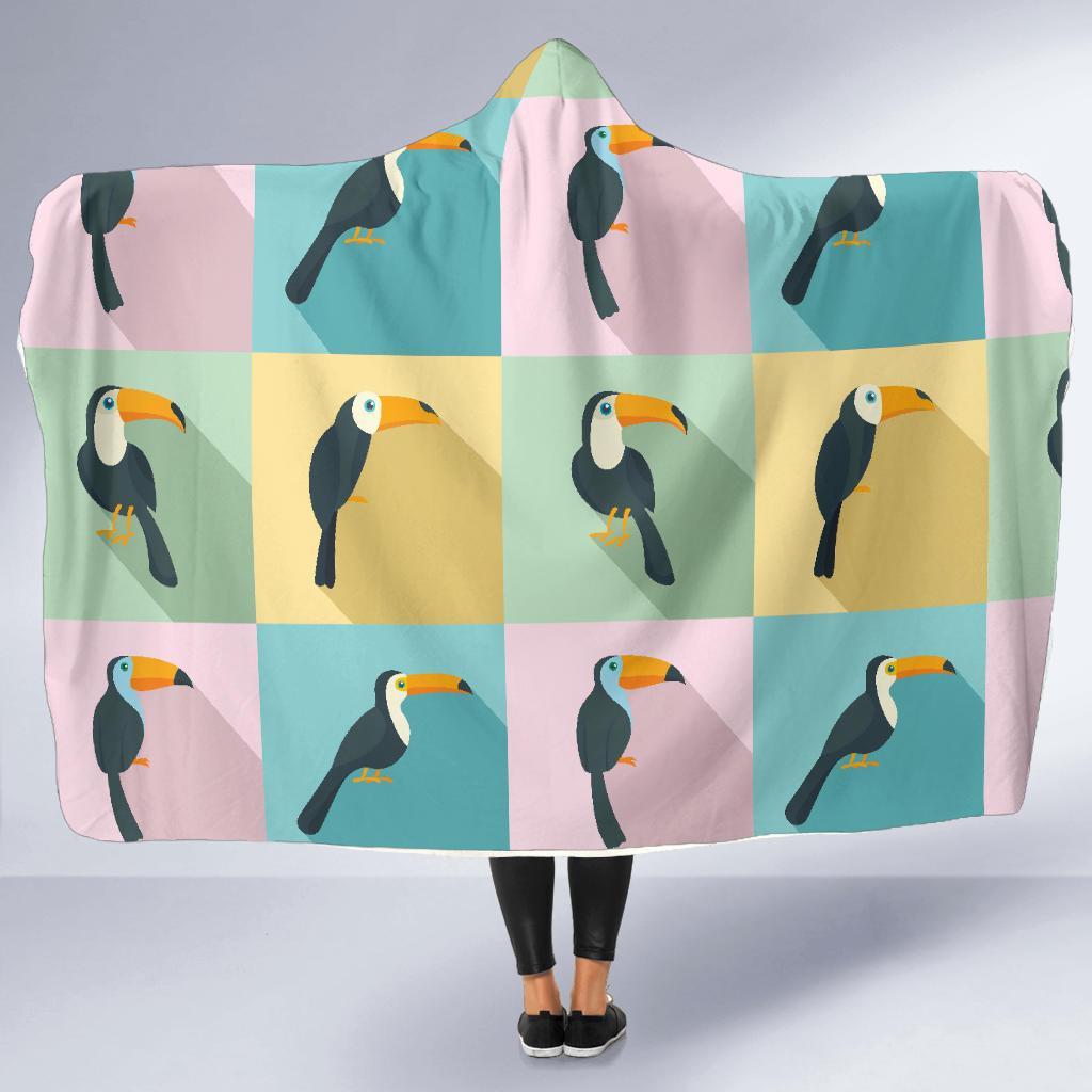 Parrot Print Pattern Hooded Blanket-grizzshop