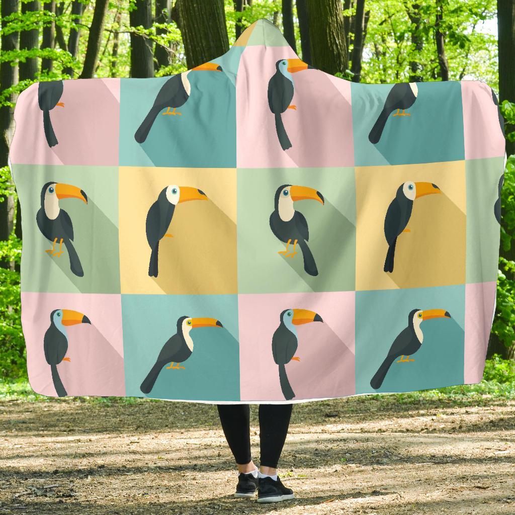 Parrot Print Pattern Hooded Blanket-grizzshop