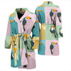 Parrot Print Pattern Men Long Robe-grizzshop