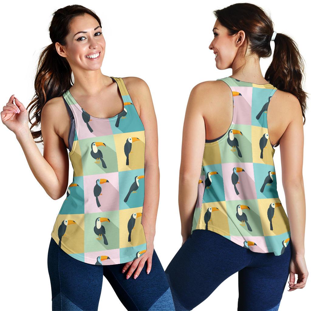 Parrot Print Pattern Racerback Tank Tops-grizzshop