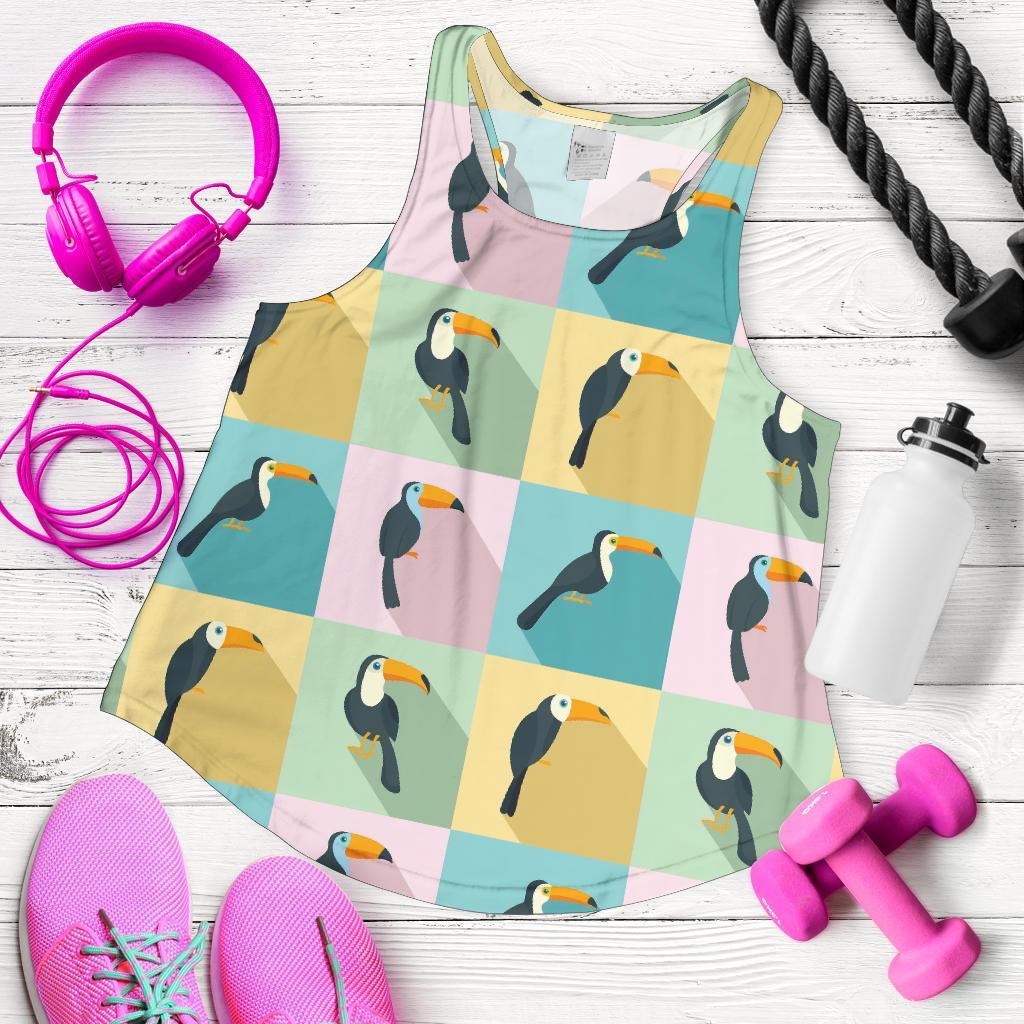 Parrot Print Pattern Racerback Tank Tops-grizzshop