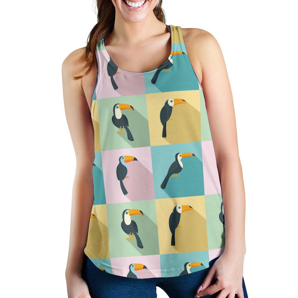 Parrot Print Pattern Racerback Tank Tops-grizzshop