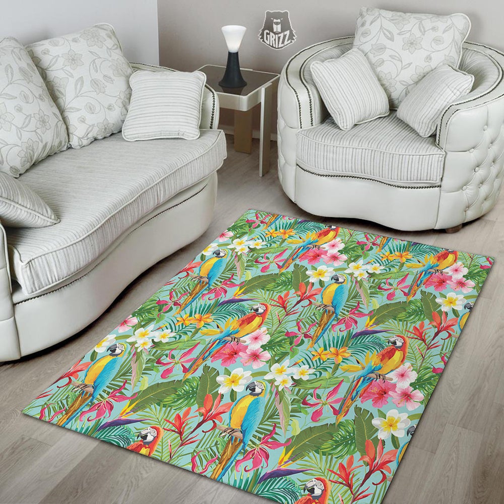 Parrot Tropical Print Pattern Floor Mat-grizzshop