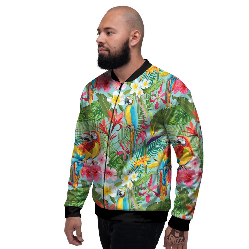 Parrot Tropical Print Pattern Men's Bomber Jacket-grizzshop