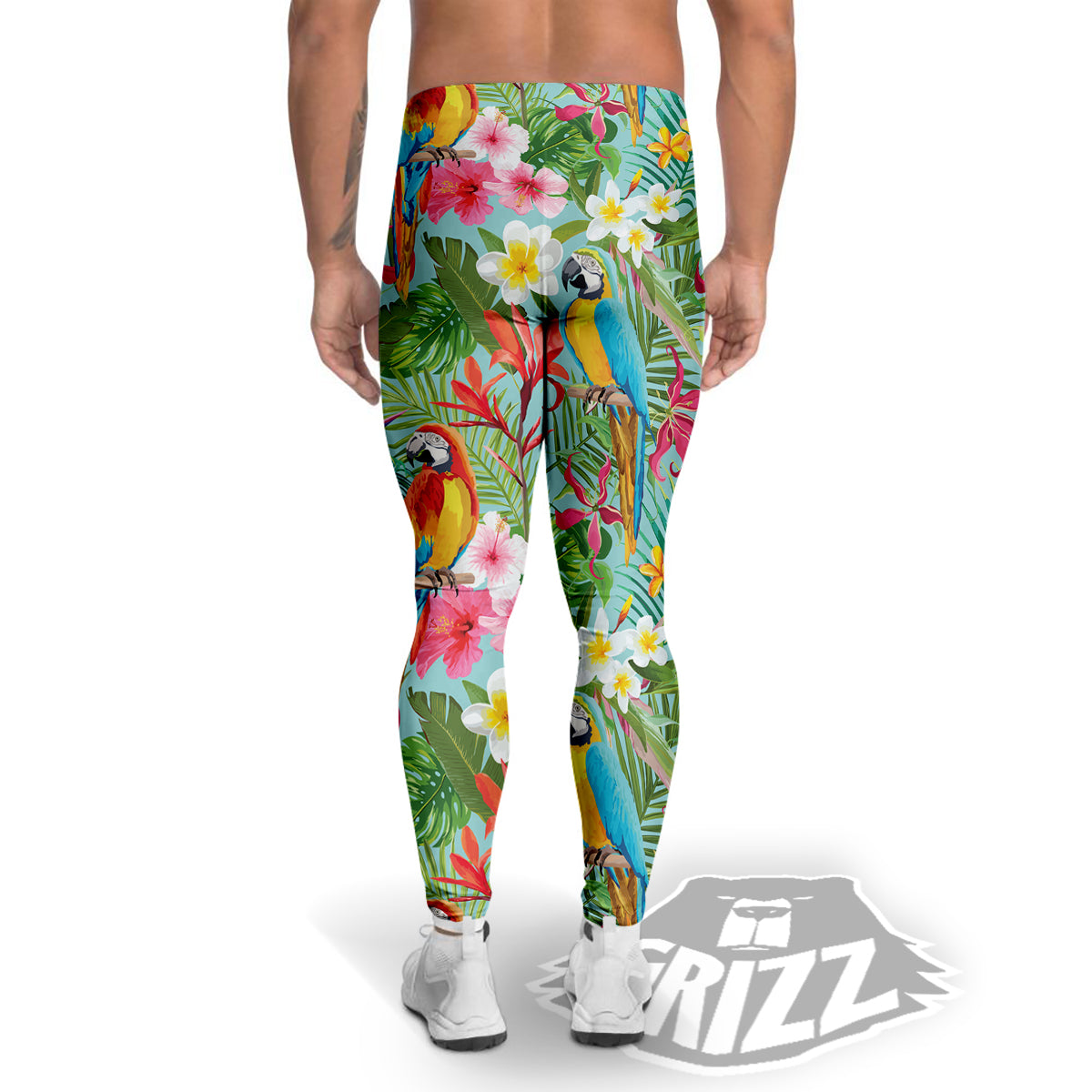 Parrot Tropical Print Pattern Men's Leggings-grizzshop