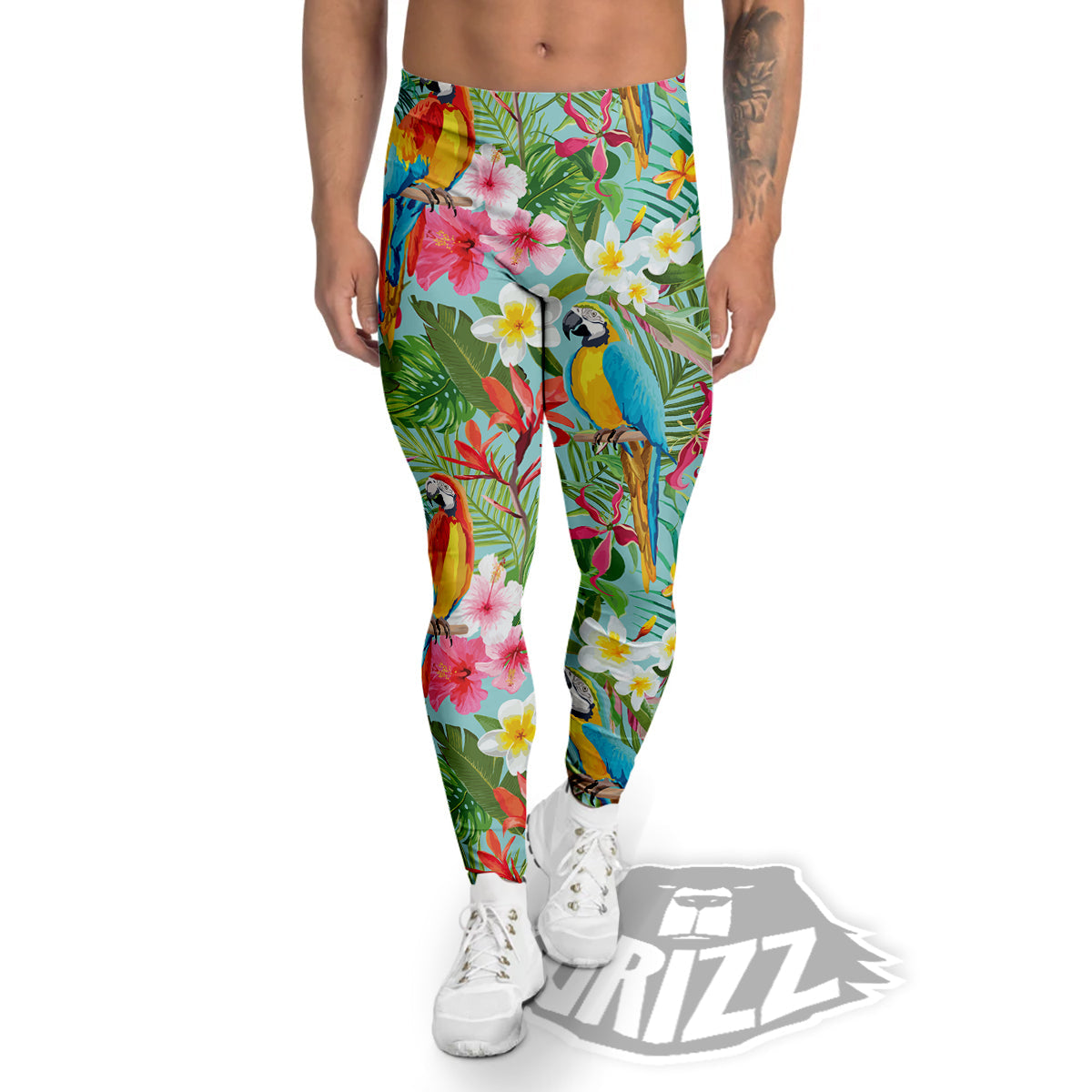 Parrot Tropical Print Pattern Men's Leggings-grizzshop
